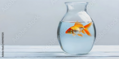 Goldfish in flask shows natures limits against human innovation and waste. Concept Nature vs, Innovation, Environmental Conservation, Ecosystem Impact, Human Waste, Ethical Consumption