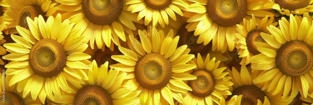 Blooming Sunflower Field in 3D Illustration - Eco-friendly Backdrop Concept Blooming Sunflower Field in 3D Illustration - Eco-friendly Backdrop Concept