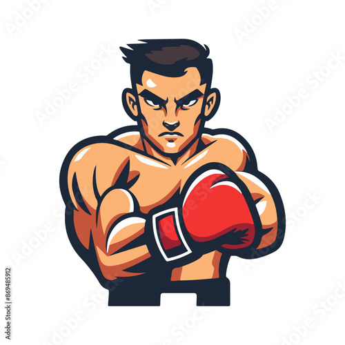 boxing athlete character logo