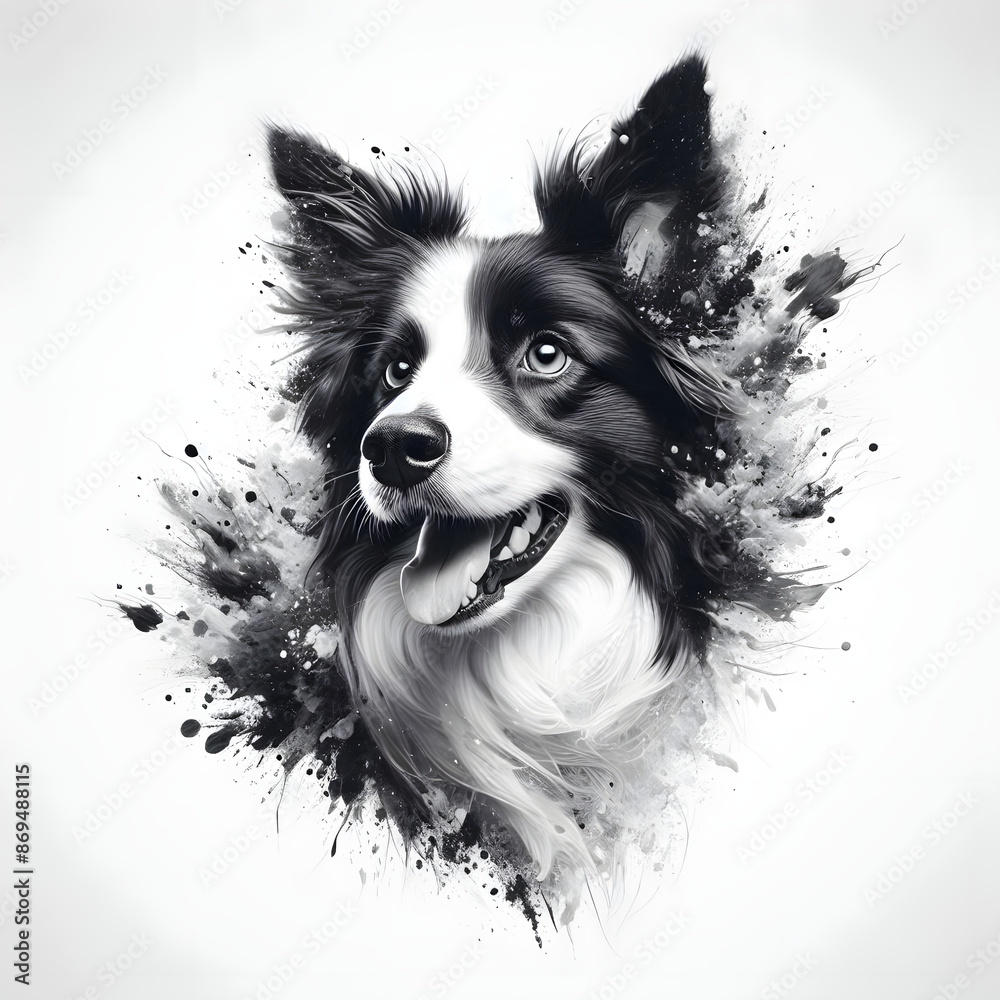 generate depiction border collie white background focusing intense gaze agile stance generate depiction border collie white background focusing intense gaze agile stance