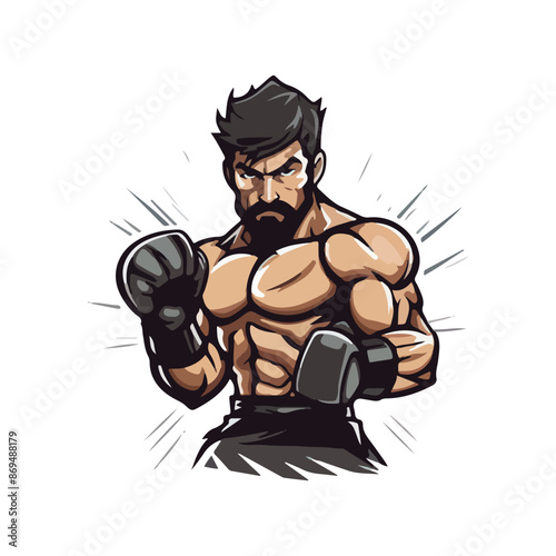 boxing athlete character logo