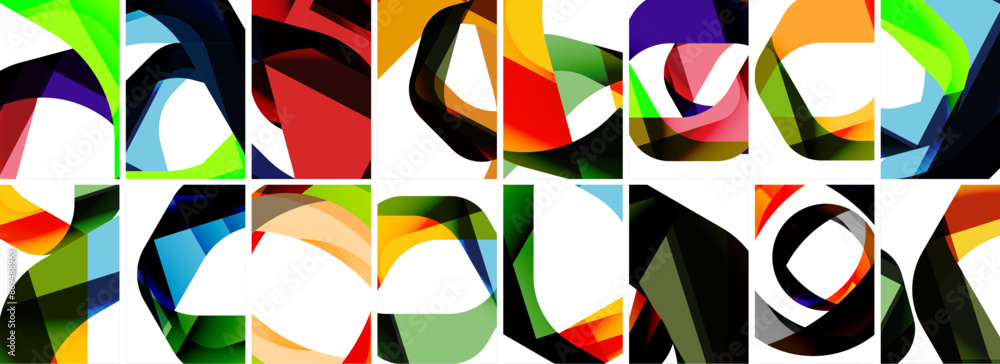 Collection of abstract background with waves, colorful shapes and 3d shadow effect. Vector Illustration For Wallpaper, Banner, Background, Card, Book Illustration, landing page