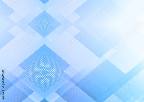 Blue gradient abstract background with shapes elements. Geometric square shape.