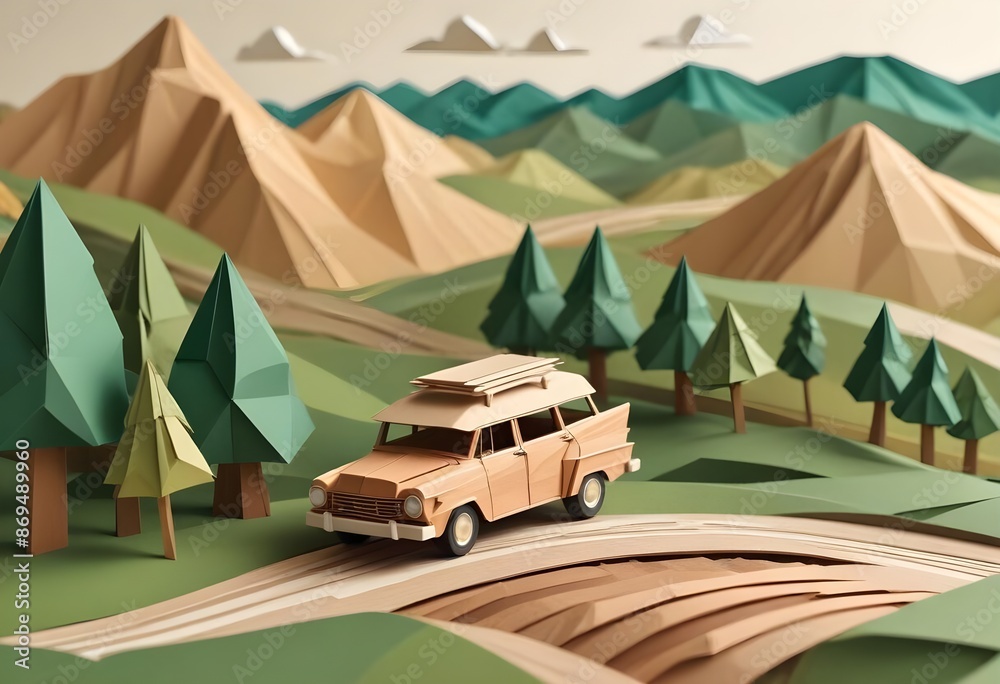 Obraz premium wagon traveling papercut art