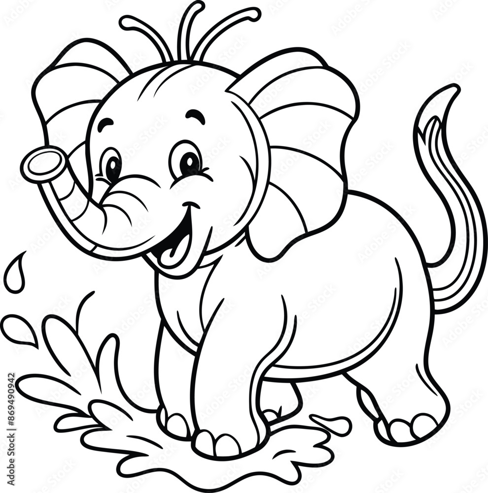 kid coloring page line art illustration black and white