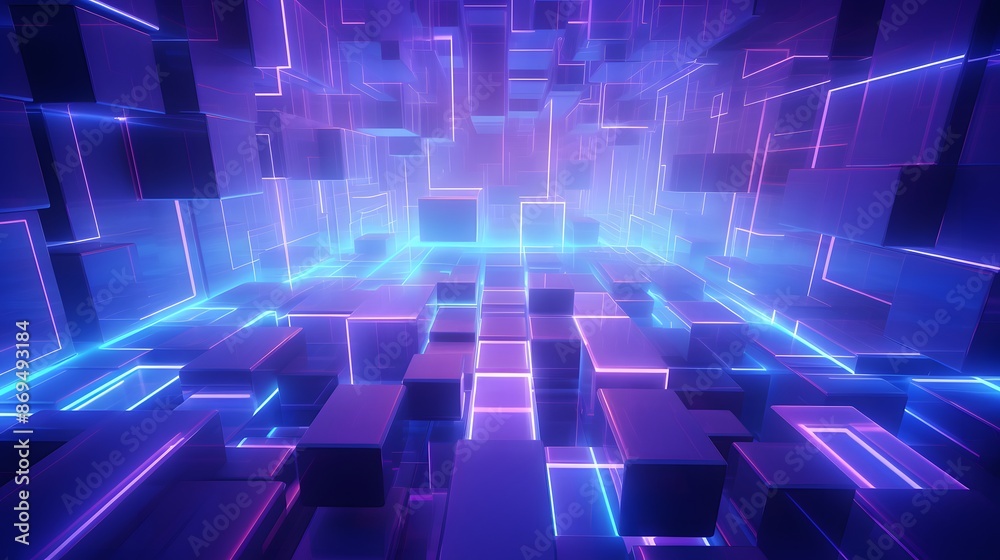 3d rendering of purple and blue abstract geometric background. Scene for advertising, technology, showcase, banner, game, sport, cosmetic, business, metaverse. Sci-Fi Illustration. Product display 3d rendering of purple and blue abstract geometric background. Scene for advertising, technology, showcase, banner, game, sport, cosmetic, business, metaverse. Sci-Fi Illustration. Product display