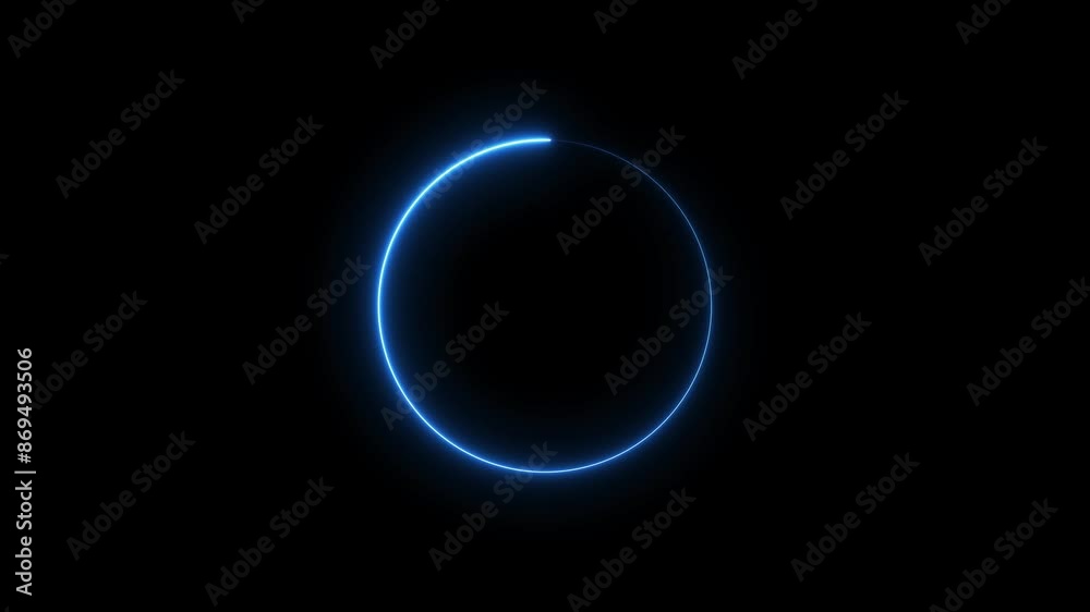 Abstract blue color neon circle loading icon concept animation. Abstract blue color neon circle loading icon concept animation.