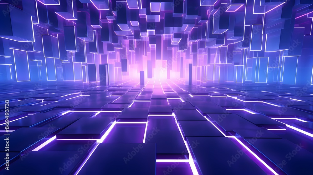 3d rendering of purple and blue abstract geometric background. Scene for advertising, technology, showcase, banner, game, sport, cosmetic, business, metaverse. Sci-Fi Illustration. Product display 3d rendering of purple and blue abstract geometric background. Scene for advertising, technology, showcase, banner, game, sport, cosmetic, business, metaverse. Sci-Fi Illustration. Product display