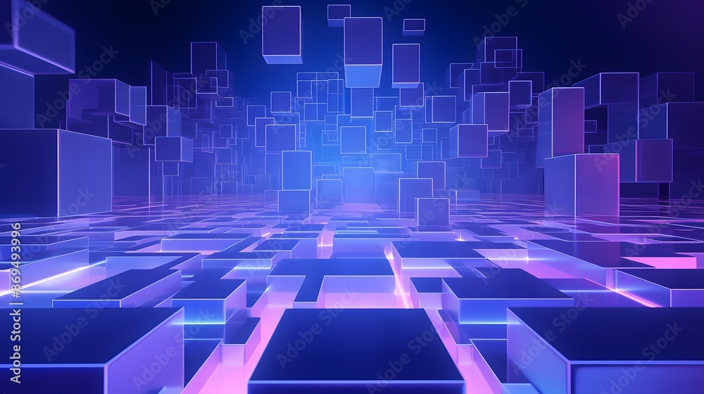 3d rendering of purple and blue abstract geometric background. Scene for advertising, technology, showcase, banner, game, sport, cosmetic, business, metaverse. Sci-Fi Illustration. Product display 3d rendering of purple and blue abstract geometric background. Scene for advertising, technology, showcase, banner, game, sport, cosmetic, business, metaverse. Sci-Fi Illustration. Product display
