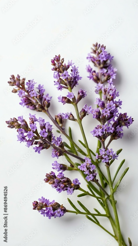 Fototapeta premium few twigs with small sea lavender isolated on white ba background