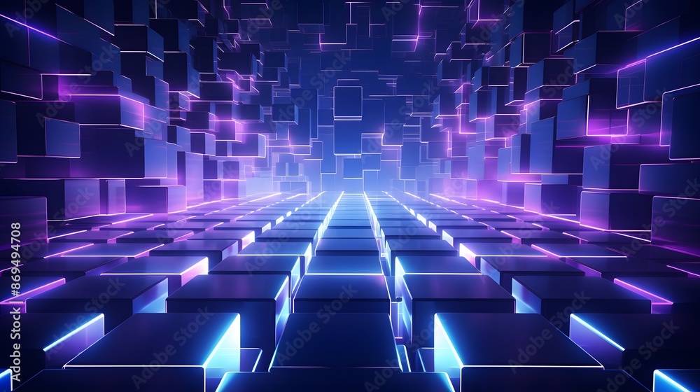 3d rendering of purple and blue abstract geometric background. Scene for advertising, technology, showcase, banner, game, sport, cosmetic, business, metaverse. Sci-Fi Illustration. Product display 3d rendering of purple and blue abstract geometric background. Scene for advertising, technology, showcase, banner, game, sport, cosmetic, business, metaverse. Sci-Fi Illustration. Product display