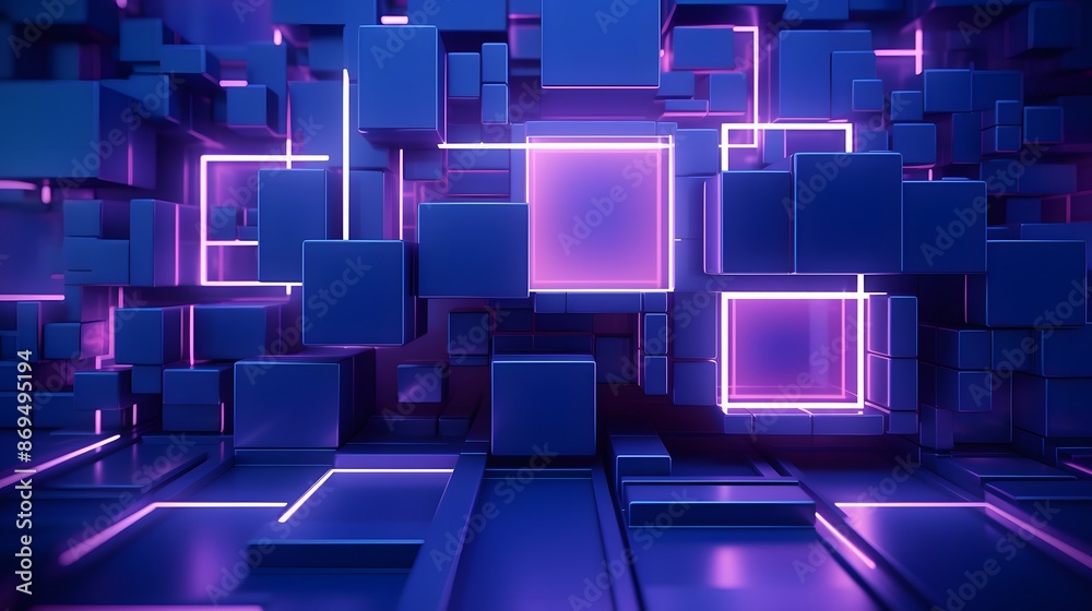3d rendering of purple and blue abstract geometric background. Scene for advertising, technology, showcase, banner, game, sport, cosmetic, business, metaverse. Sci-Fi Illustration. Product display 3d rendering of purple and blue abstract geometric background. Scene for advertising, technology, showcase, banner, game, sport, cosmetic, business, metaverse. Sci-Fi Illustration. Product display