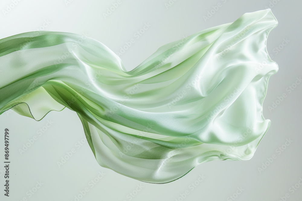 Light Green Silk Fabrics in the Air Light Green Silk Fabrics in the Air
