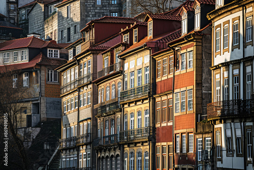 a group of buildings with red roofs