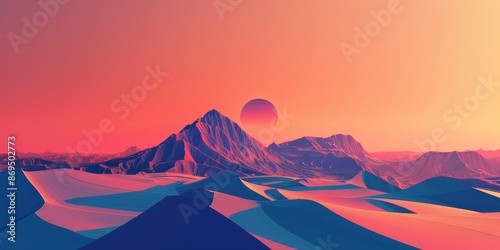 The image is a beautiful landscape with a mountain range in the distance