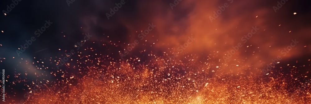 Fiery Embers Rising, A dark sky filled with numerous small particles of red and white smoke Fiery Embers Rising, A dark sky filled with numerous small particles of red and white smoke