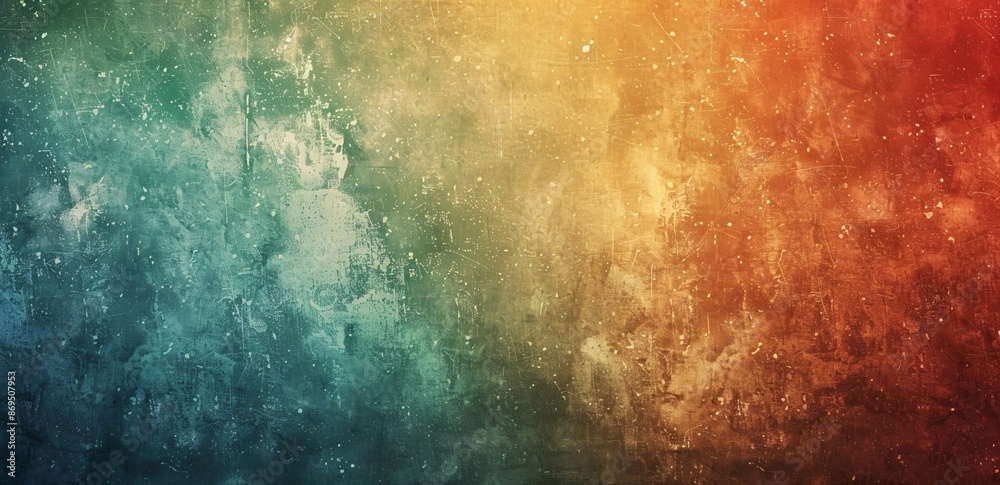 Fototapeta premium Grainy Gradient Background with Teal, Orange, and Red Hues
