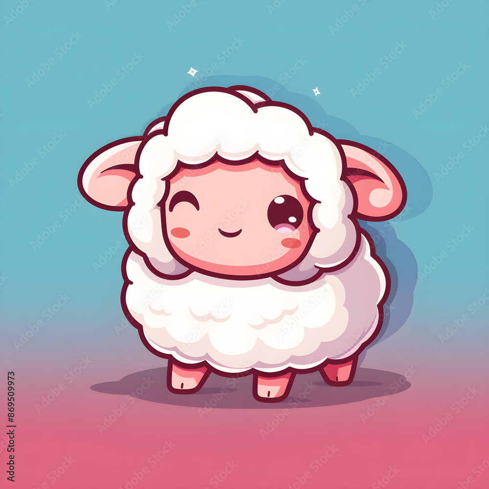 Clean and minimalistic sheep cartoon on gradient background Clean and minimalistic sheep cartoon on gradient background