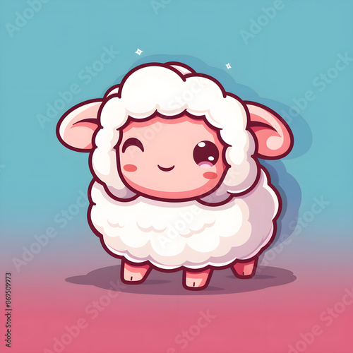Wallpaper Mural Clean and minimalistic sheep cartoon on gradient background Torontodigital.ca