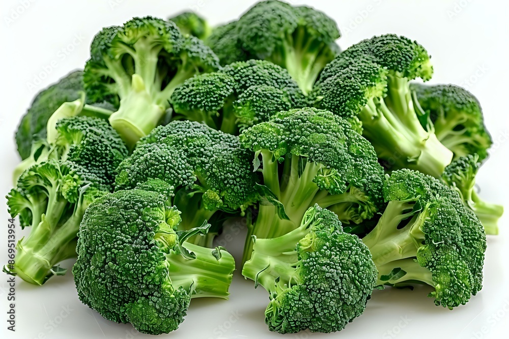 Close-up of fresh broccoli florets, highlighting their vibrant green color and healthy appeal. Perfect for themes of food, health, and nutrition. Close-up of fresh broccoli florets, highlighting their vibrant green color and healthy appeal. Perfect for themes of food, health, and nutrition.