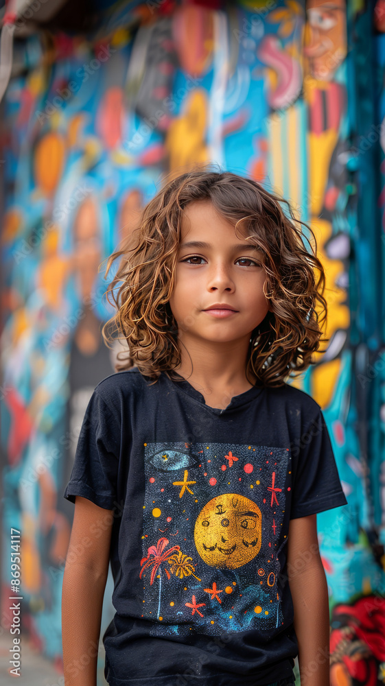 modern indian kids wearing tshirt and jeans, neo pop art background.generatiive ai modern indian kids wearing tshirt and jeans, neo pop art background.generatiive ai