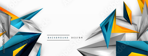 Minimal geometric abstract background. Low poly dynamic triangle design. Trendy techno business template for wallpaper, banner, background or landing