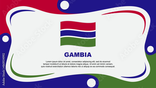 Gambia Flag Abstract Background Flat Design Template. Gambia Independence Day Banner Wallpaper Vector Illustration. Gambia Independence Day