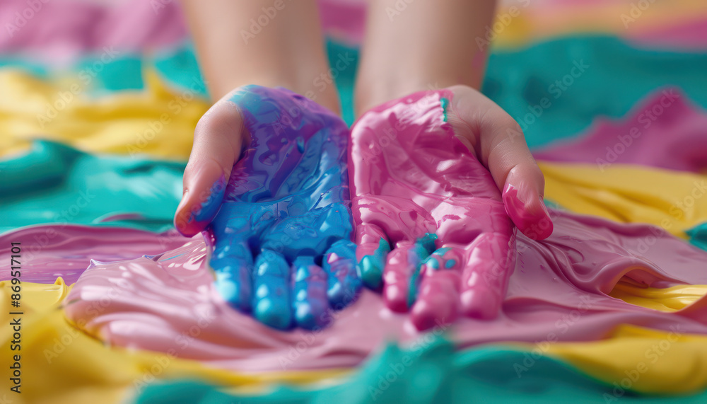 Fototapeta premium Celebrate Children's Day with Fun and Colorful Handprint Art, A Creative Project for Kids to Express Themselves Let Your Little Ones Get Messy and Create Unique Masterpieces Explore This Exciting