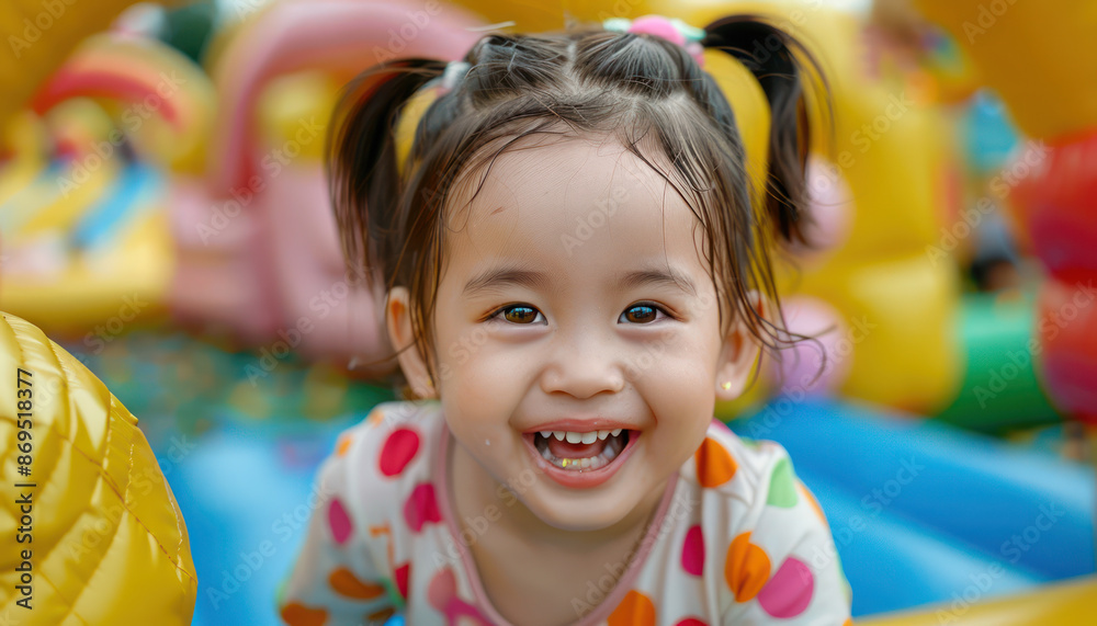 Happy Children Laughing and Playing in a Colorful Inflatable Bounce House on Children's Day, A Fun and Energetic Celebration of Childhood Happy Children Laughing and Playing in a Colorful Inflatable Bounce House on Children's Day, A Fun and Energetic Celebration of Childhood