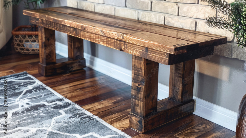 Rustic farmhouse-style bench with distressed finish Rustic farmhouse-style bench with distressed finish