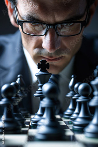 Thoughtful Leader Contemplating Decisions with Critical Thinking and Analysis
