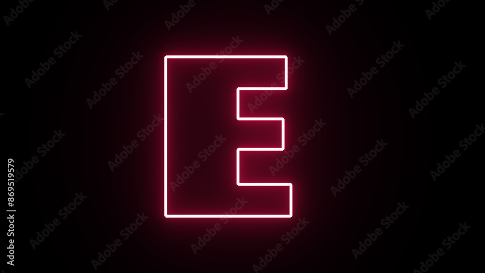 Neon light letter E. Neon yellow E letter on a sign at night. Neon light letter E. Neon yellow E letter on a sign at night.