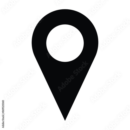 Location icon.  pin point icon. Black location pointer symbol isolated on white background.  Map pointer vector. Black map pointer icon for your web site design.