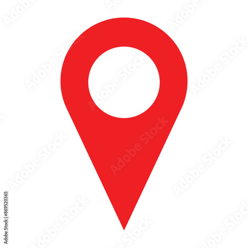 Location icon.  pin point icon. Red location pointer symbol isolated on white background.  Map pointer vector. Red map pointer icon for your web site design.