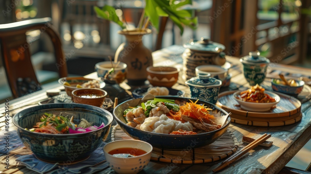 Asian Cuisine Served On A Beautifully Arranged Table Asian Cuisine Served On A Beautifully Arranged Table