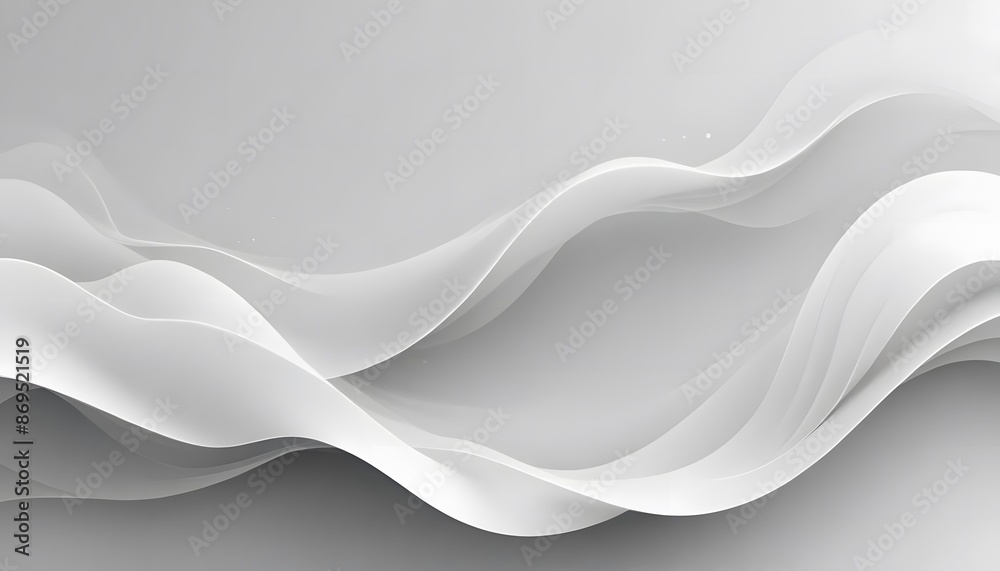 Obraz premium Gray and white abstract background with flowing particles. Digital future technology concept. Abstract white paper wave background and abstract gradient and white wave curve lines