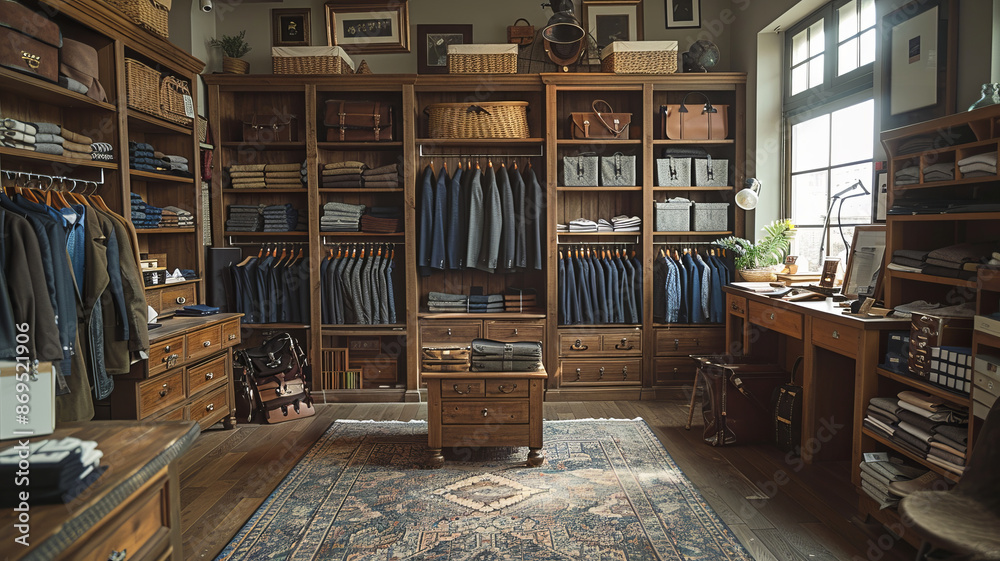 A large-scale scene photo of a very stylish school uniform and clothing design company, business,generative ai A large-scale scene photo of a very stylish school uniform and clothing design company, business,generative ai