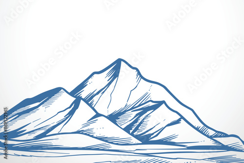 Beautiful hand draw landscape with mountain outline sketch design