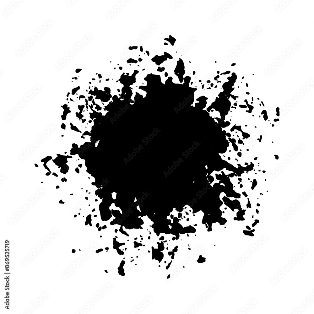 Grunge Style Text Space Black Splashes Silhouette Design on Isolated Background Grunge Style Text Space Black Splashes Silhouette Design on Isolated Background