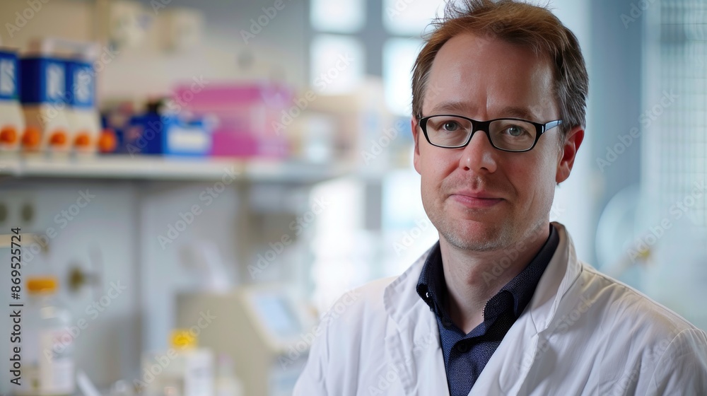 Biotech scientist developing new treatments in Europe Biotech scientist developing new treatments in Europe