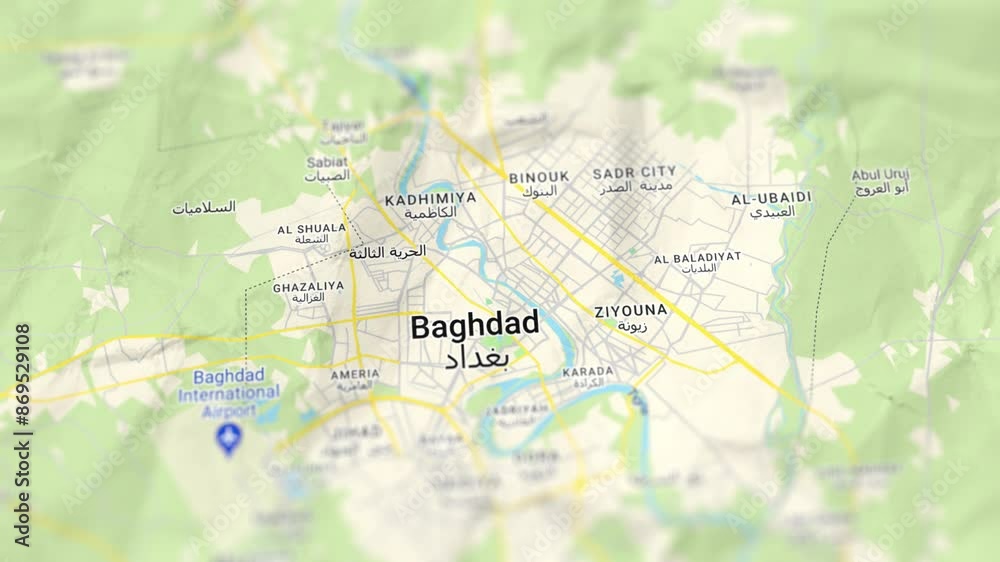 Baghdad Capital of Iraq Paper Map, Slider Shot Baghdad Capital of Iraq Paper Map, Slider Shot