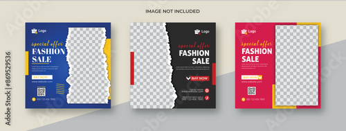 fashion sale promotion. fully editable instagram and facebook square post frame puzzle organic sale poster design