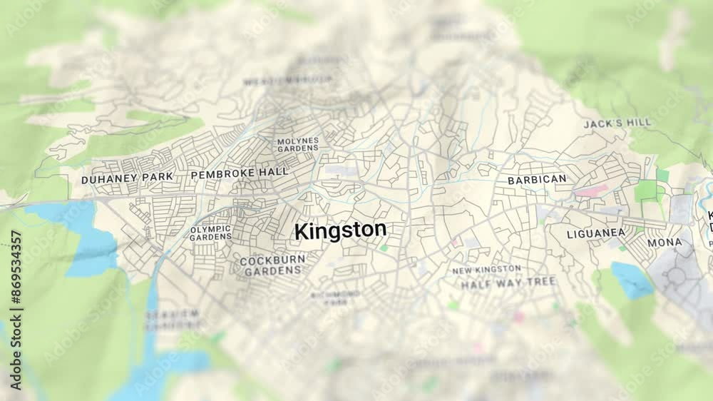 Kingston Capital of Jamaica Paper Map, Slider Shot Kingston Capital of Jamaica Paper Map, Slider Shot