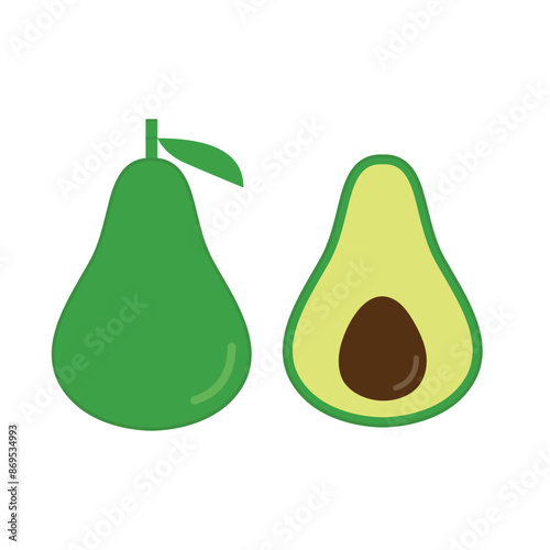Cute Avocado Flat Vector Transparent Background