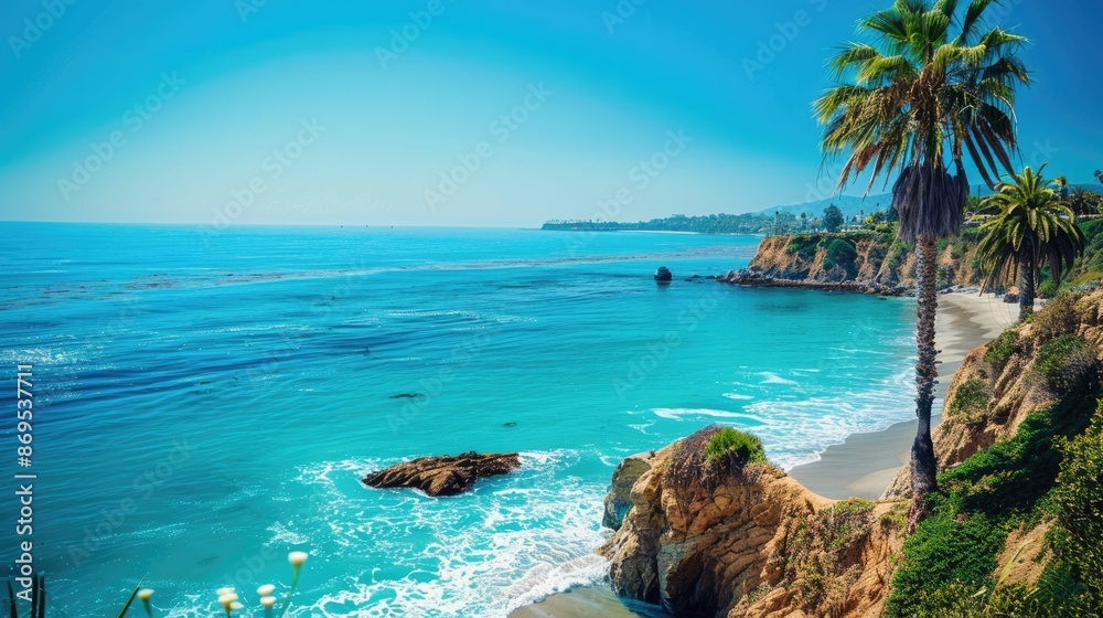 Fototapeta premium Socal Writing. Beautiful Beach Background in Los Angeles Coast