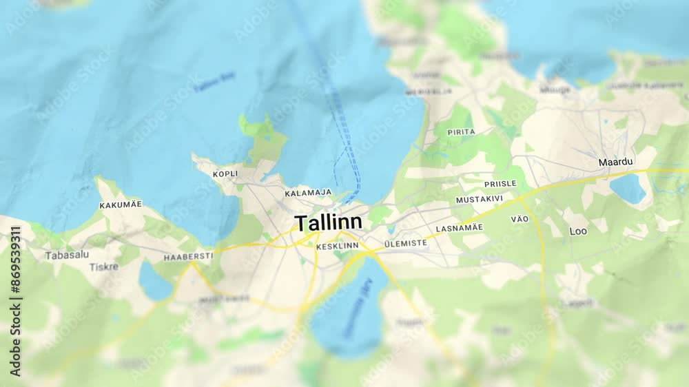 Tallinn Capital of Estonia Paper Map, Slider Shot Tallinn Capital of Estonia Paper Map, Slider Shot