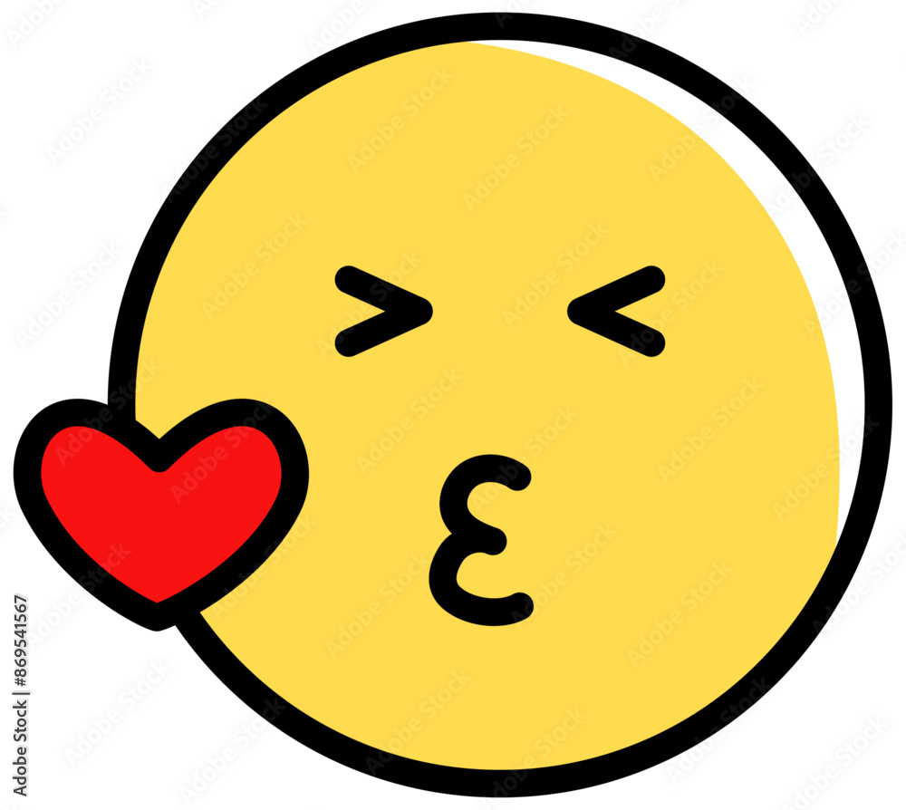 Expressive emoji with a heart that conveys feelings of love. Vector illustration isolated on a white background. Expressive emoji with a heart that conveys feelings of love. Vector illustration isolated on a white background.