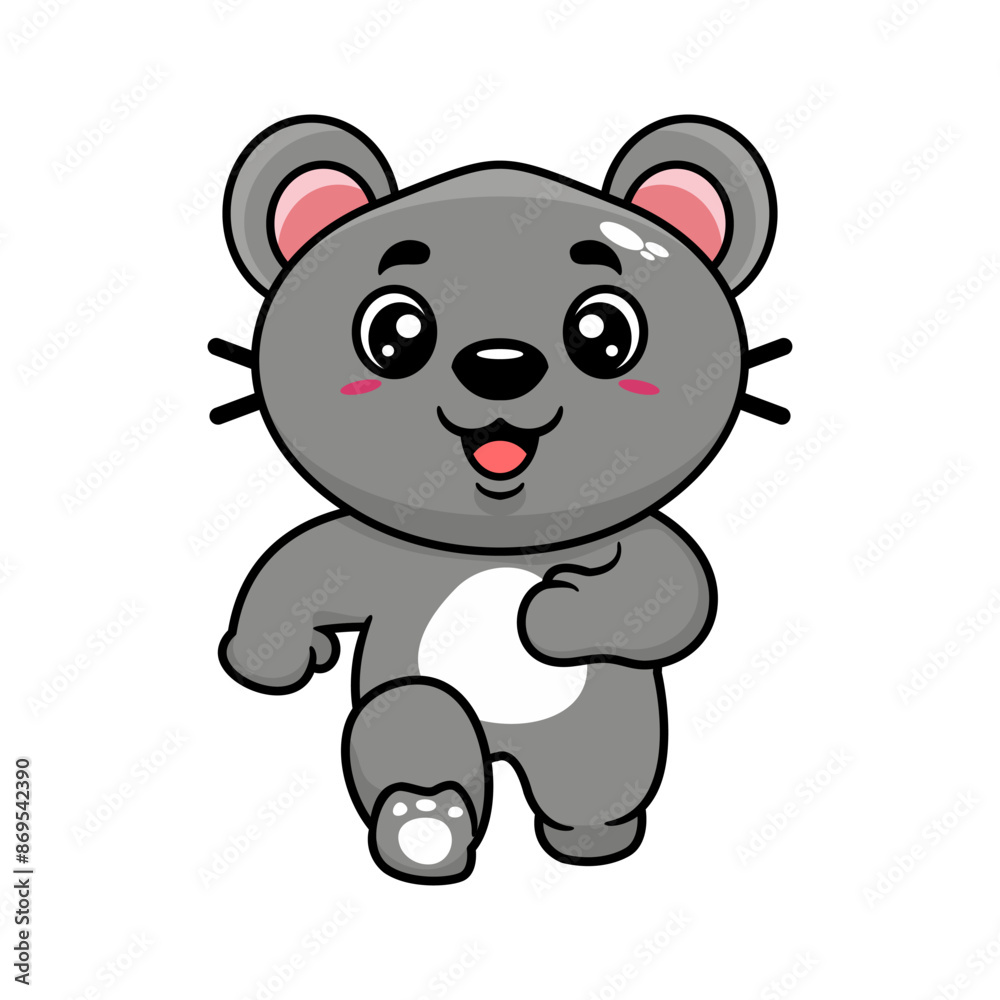 Cute mouse running cartoon character. Kawaii animal concept design Hand drawn style vector illustration Cute mouse running cartoon character. Kawaii animal concept design Hand drawn style vector illustration