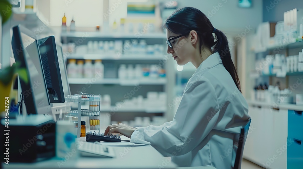 Pharmacist Efficiently Processing Online Medication Orders for Fast Dispatch Pharmacist Efficiently Processing Online Medication Orders for Fast Dispatch