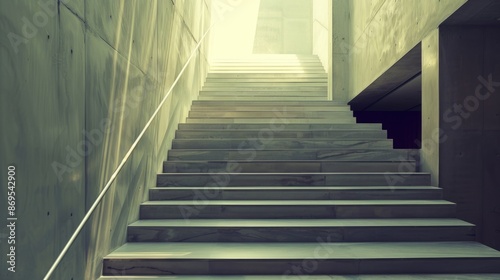 School Staircase. Modern Architectural Stairs with Bright Banister Closeup